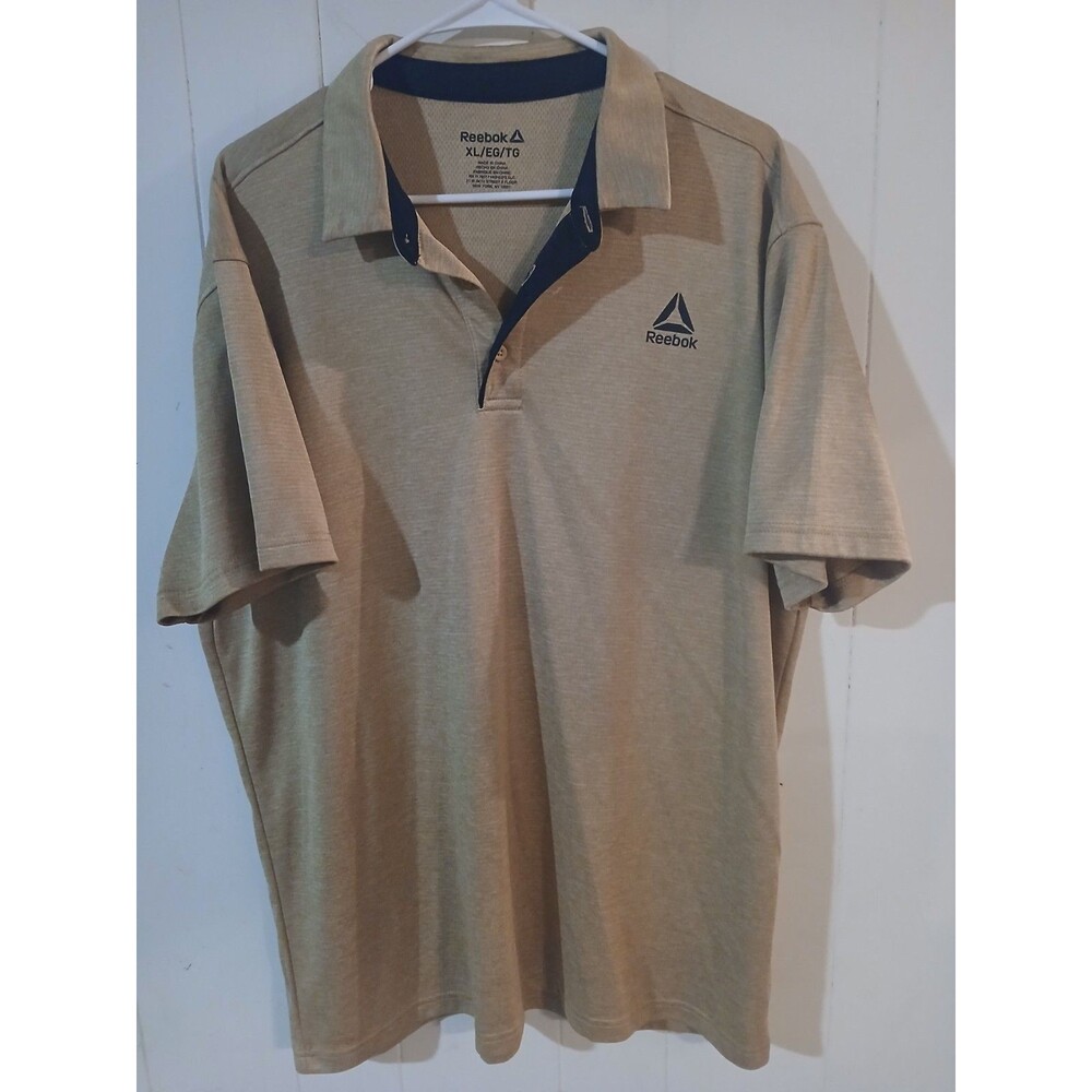 Reebok Golf Polo Shirt Mens XL Golden Tan Heather Moisture Wicking